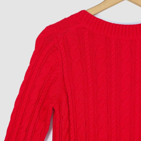 Chunky Cable Knit Sweater Women Petite Large VNeck Cozy Pullover Casual JCPenney - Picture 13 of 16